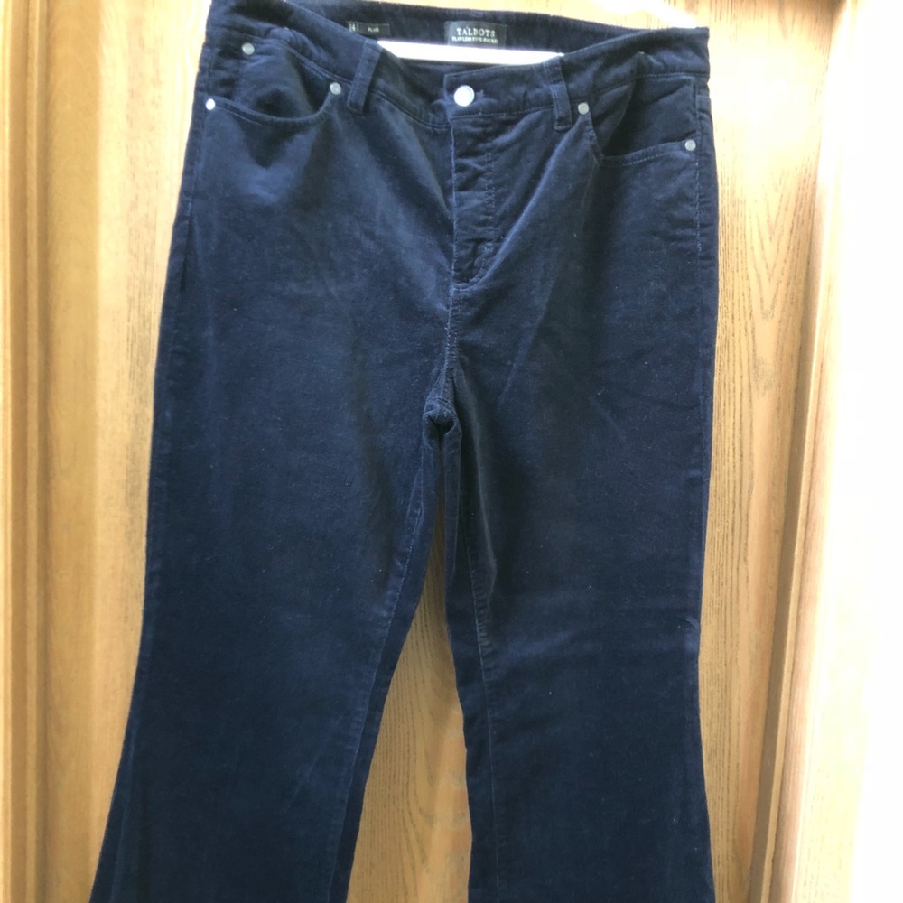 Indigo Blue Fine Corduroy Flare Leg Slacks